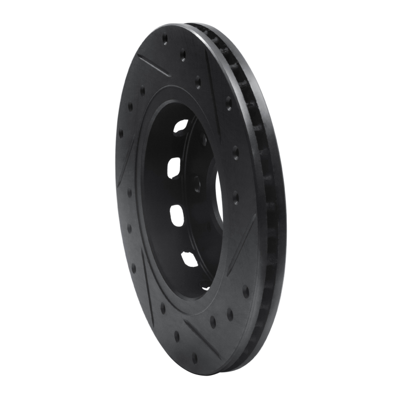 Kia Sephia Brake Rotor (1) - Front Left - R1 Concepts - Drilled & Slotted - Black - `94-`00